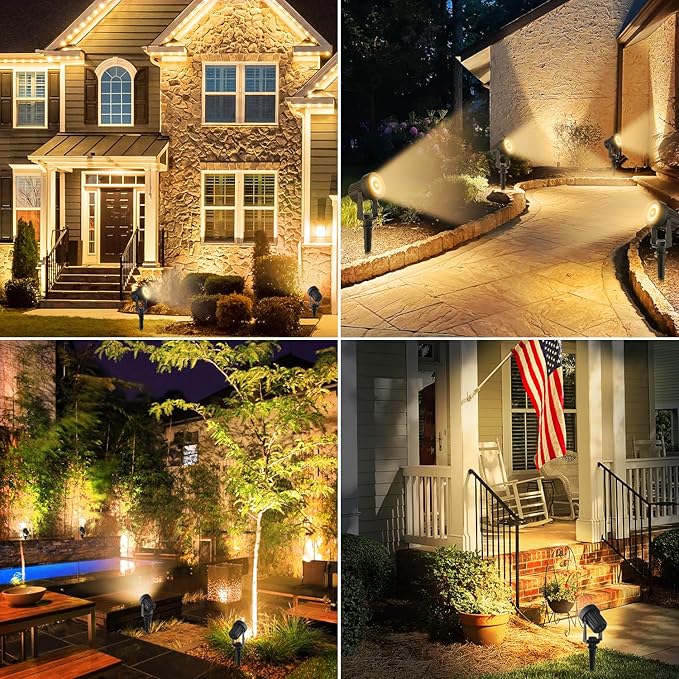 Solar Spotlights Outdoor 4Pack Warm White Landscape Lights IP65 Waterproof Solar Lights Plant Decorative Lighting for Garden Yard Path Lawn