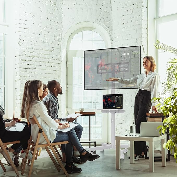 BONTEC Mobile TV Stand with Tilt Function, Rolling TV Stand for 23-60" LED, LCD, OLED TVs, Holds up to 88lbs, Max VESA 400x400mm, Adjustable Media Shelf, TV Cart for Living Room, Bedroom, Office