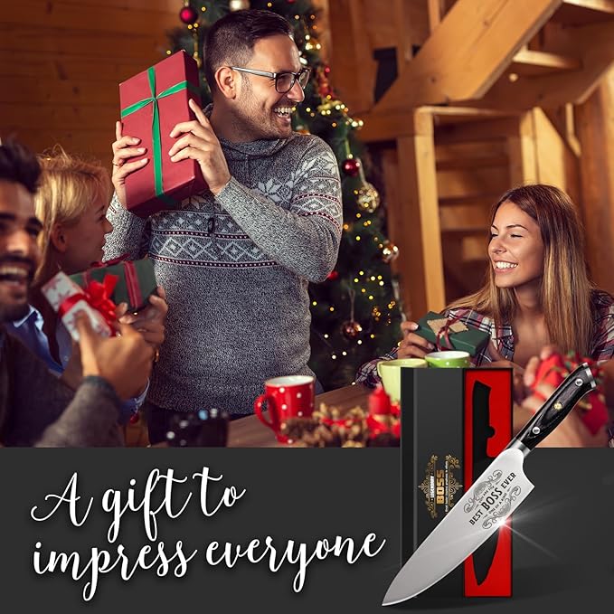 Gifts for Boss Men Christmas, 8" Pro German 1.4116 Stainless Steel Chef Knife, Kitchen Knife Gift for Boss Day Birthday, Boss Gifts for Men Women, Christmas Stocking Stuffers