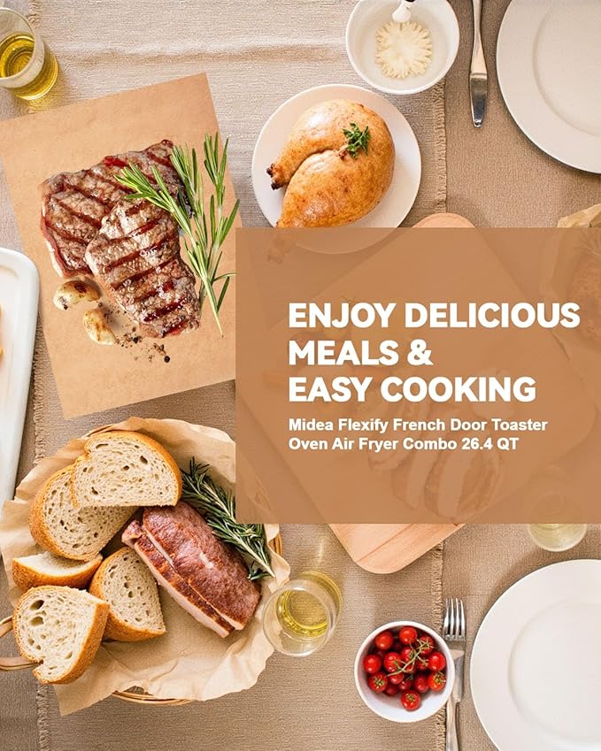 125PCS Air Fryer Liners for Midea Flexify French Door Toaster Oven Air Fryer Combo 26.4 QT, Non-stick Disposable Baking Parchment Paper Sheets Easy Cleanup Compatible with Black+Decker TO62D5-1SD