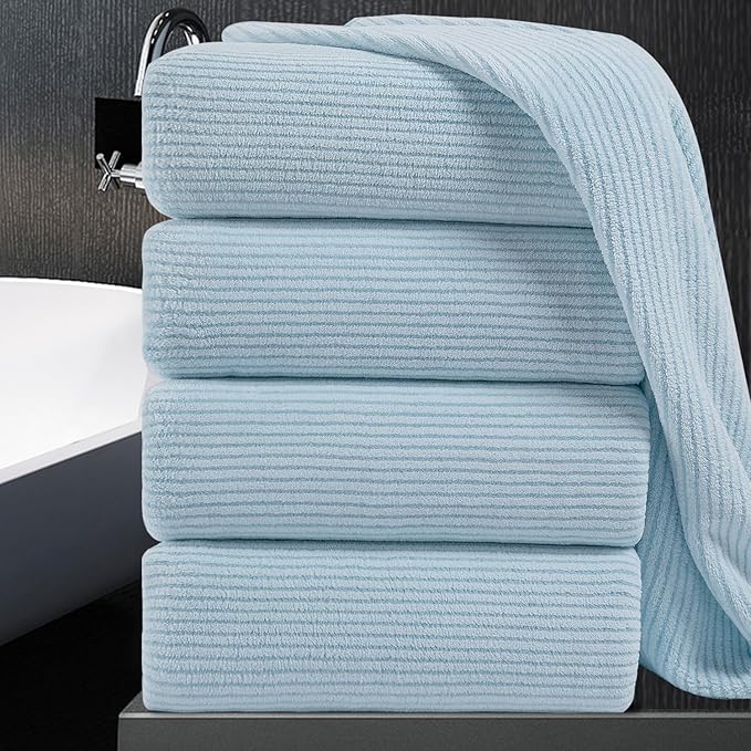 4 Piece Bath Towel Set 35"x70"Oversized Bath Towel for Bathroom Ultra Soft Fluffy Extra Large Bath Sheet Luxury Premium Bathroom Towel Highly Absorbent Quick Dry Shower Towel for Hotel Spa,Blue