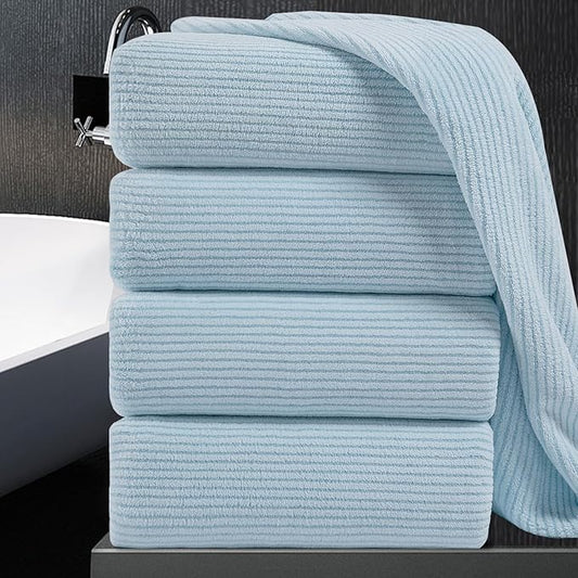4 Piece Bath Towel Set 35"x70"Oversized Bath Towel for Bathroom Ultra Soft Fluffy Extra Large Bath Sheet Luxury Premium Bathroom Towel Highly Absorbent Quick Dry Shower Towel for Hotel Spa,Blue