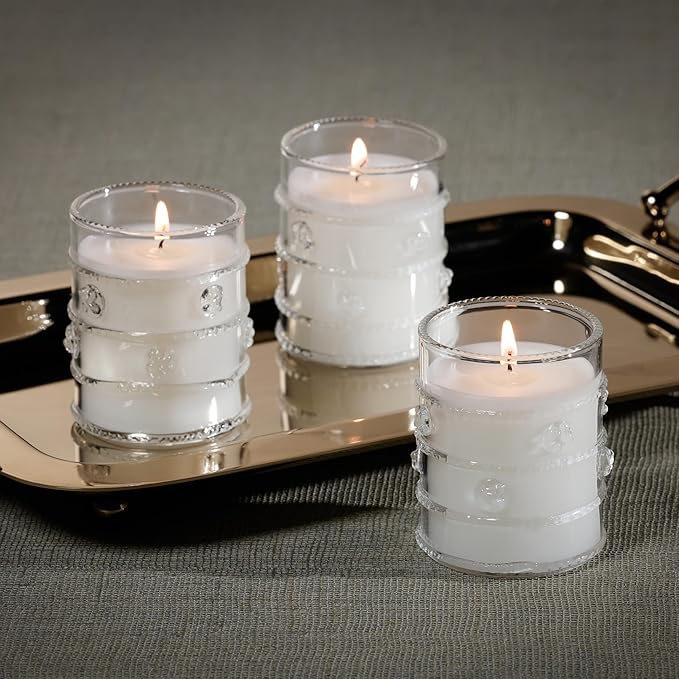 Zodax Grand Casablanca Scented Candle Trio Set for Women and Men - Glass Candles Ideal for Kitchen, Bathroom, and Home Decor - Gift Boxed - Apricot Bloom Scent - Includes 3 Candles