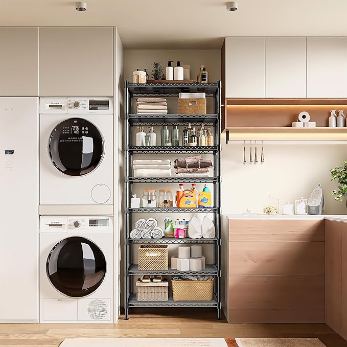 8 Tier Wire Shelving Unit Storage Shelves Loads 1200LBS,Adjustable Metal Shelving and Storage Wire Rack Pantry Shelves Commercial Shelf for Closet Kitchen Bathroom Office 72''H X 13.8''D X 23.6''W