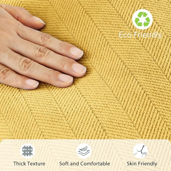 ZWJD Yellow Pillow Covers 24x24 Set of 2 Chenille Throw Pillow Covers with Elegant Design Soft and Luxurious Decorative Throw Pillows for Couch, Bed, and Home Decor
