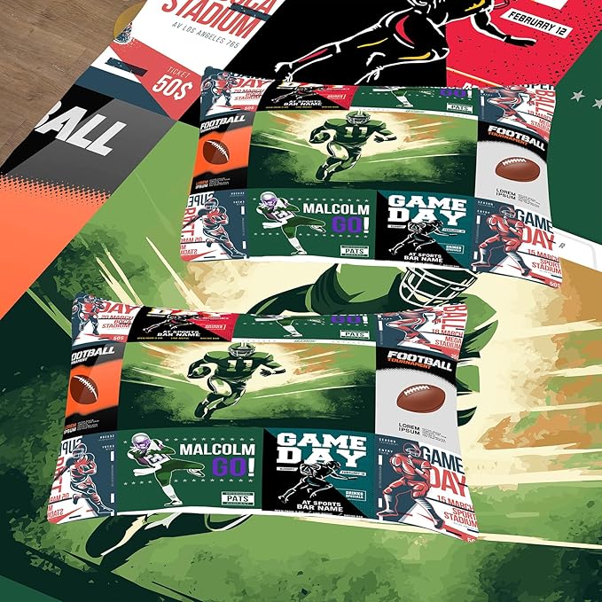 Tailor Shop Football Comforter Sets Queen Size, Sports Bedding for Boys With 2 Pillowcases