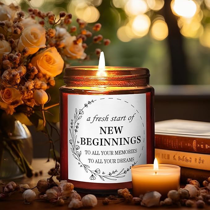 Gifts for New Beginnings - Housewarming New Home Gifts for Women, Men, Friends - House Warming Party Decor - Gift Idea for Retirement, New Job, Coworker Leaving - Lavender Scented Soy Candle
