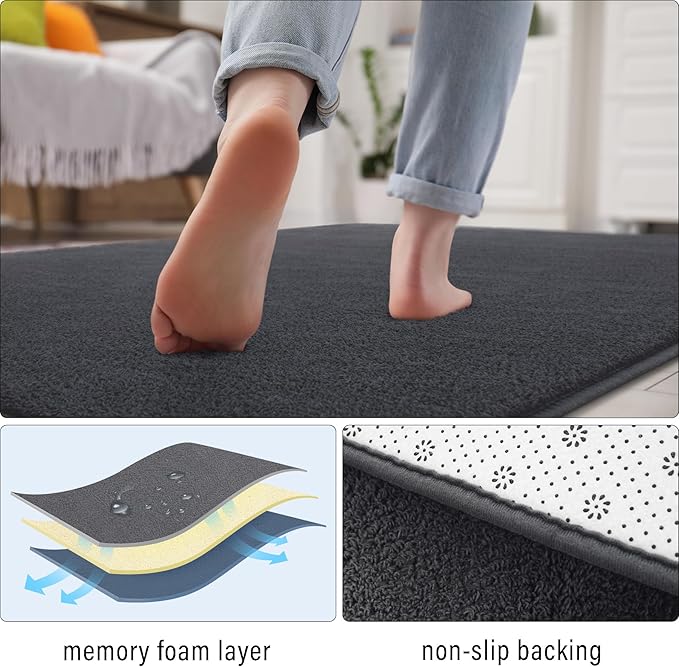 Soft Rugs for Living Room 5x7 Dark Grey, Minimalist Area Rug for Bedroom Nursery Dining Table Dorm, Throw Rugs for Men Boys Girls Kids Room Indoor Floor Carpets