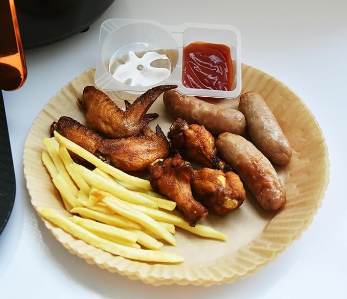 Air Fryer Disposable Paper Liners Round, Non-Stick Parchment, AirFryer Accessories for Baking Microwave Oven Frying Pan, Oil Proof, Water Proof (200PCS, 7.9inch)