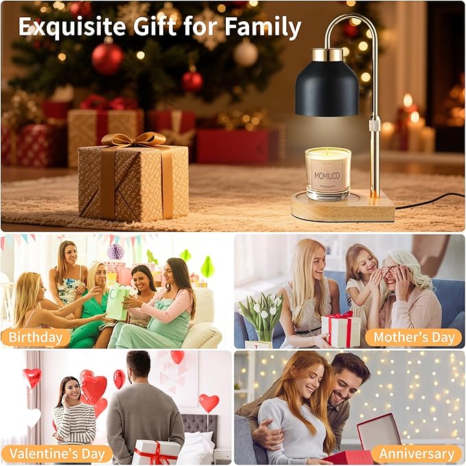 Candle Warmer Lamp with Timer Dimmer, House Warming Gifts New Home Decor, Gifts for Mom, Wax Melt Warmer for Jar Candles, Adjustable Height with 2 Bulbs