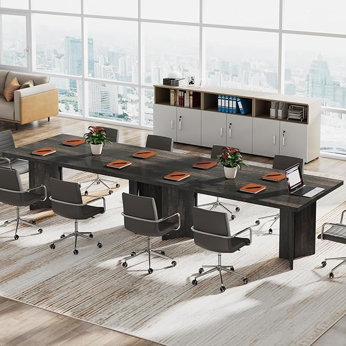 Tribesigns 63-inch Executive Desk, Vintage Office Computer Desk with Large Tabletop, Farmhouse Wood Writing Conference Table Workstation for Home Office, Study, Dark Gray