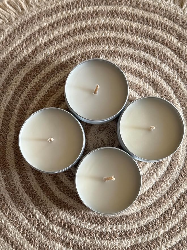 Honeysuckle Jasmine Scented Candle – Fresh Floral Spring Aroma with Lemon, Violet & Wood – Hand-Poured, Coconut-Apricot Wax, Non-Toxic & Cruelty-Free – Made in The USA (Pack of 4, 2 oz. Each)
