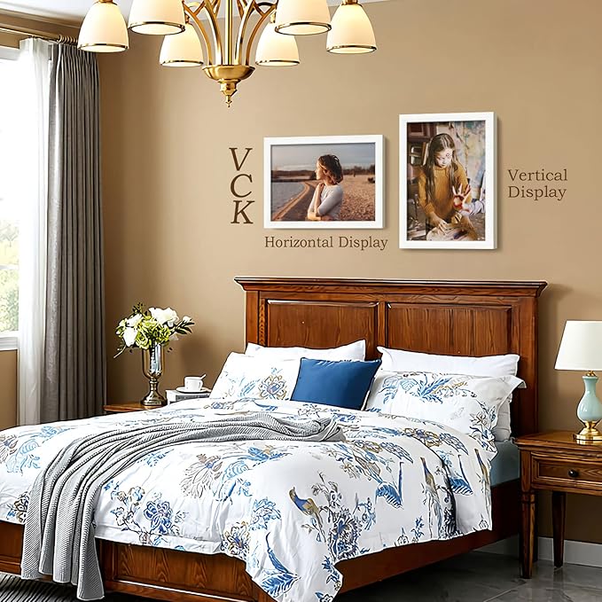 VCK 13x19 Picture Frame Set of 4 - White, Gallery-Quality Wood Poster Frames, 1.1-Inch Wide Border, Polished Plexiglass, Vertical or Horizontal Wall Display for Photo/Art/Prints, White