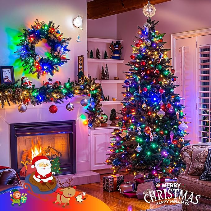 JMEXSUSS 400 LED Christmas Lights Outdoor Decorations, 132ft Multicolor Christmas Tree Lights with Remote, Indoor String Lights Plug in for House Christmas Bush Decor