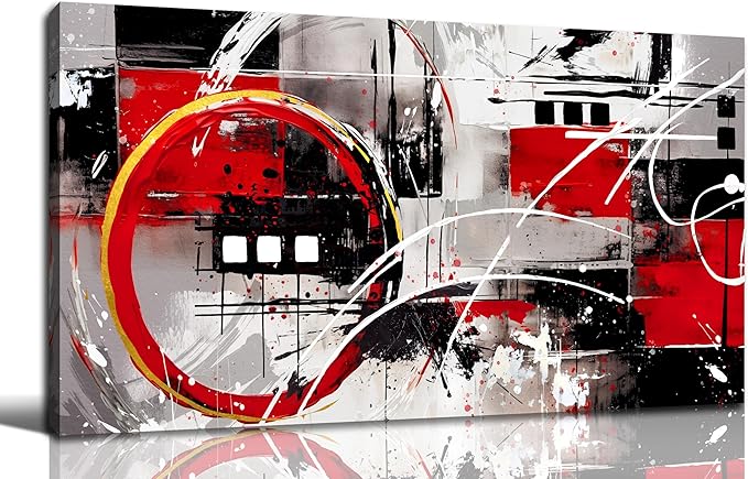 Black and Red Abstract Art - Abstract Wall Art for Living Room Large Size - Minimalist Wall Art for Bedroom Women Ready to Hang Size 29" x 59"