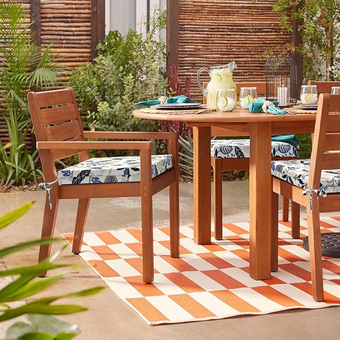 Set of 2 Outdoor Square Chair Cushions 18.5"x16"x2" for Patio, Water Resistant Patio Dining Seat Pads Replacement for Kitchen Garden and Outdoor Furniture Decoration - Breeze Leaves Beige