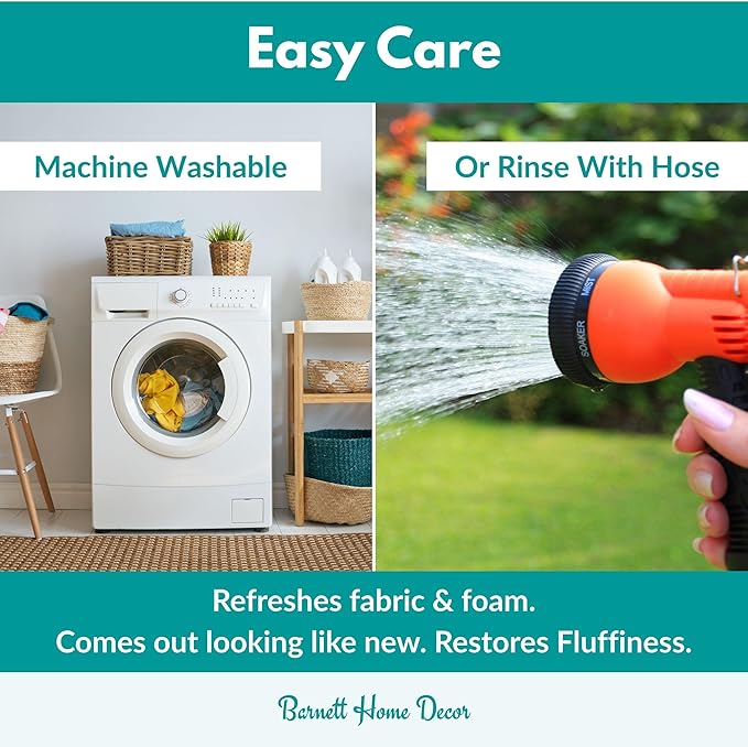 Sylvan Teal Porch Rocker Cushion Set- Extra-Large - Indoor/Outdoor: Fade Resistant, Weatherproof - Latex Foam Filled Rocking Chair Seat Cushion & Backrest Pad Set - Made in USA (Turquoise/XL)