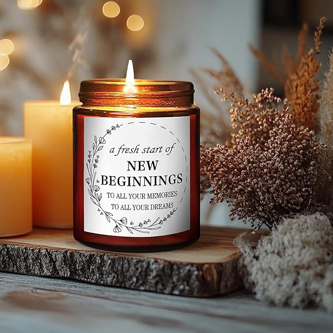 Gifts for New Beginnings - Housewarming New Home Gifts for Women, Men, Friends - House Warming Party Decor - Gift Idea for Retirement, New Job, Coworker Leaving - Lavender Scented Soy Candle