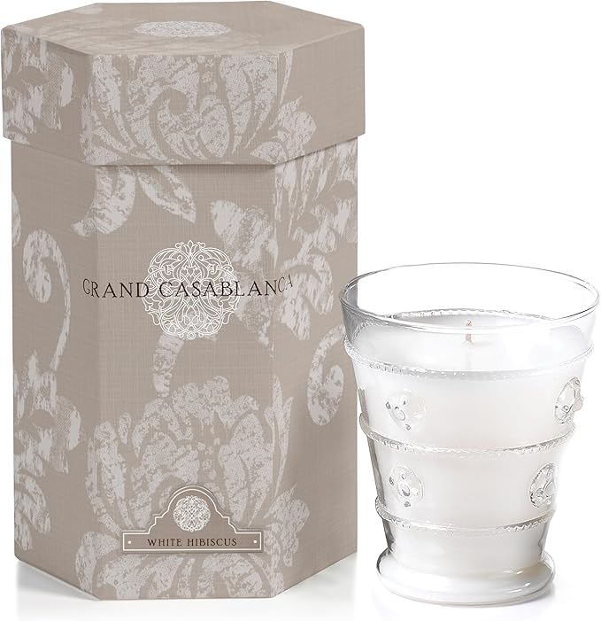 Zodax Grand Casablanca Glass Jar Scented Candle Trio for Home Decor - Ideal for Kitchen and Bathroom - Makes a Great Gift for Women and Men - White Hibiscus - 8.3 Oz.
