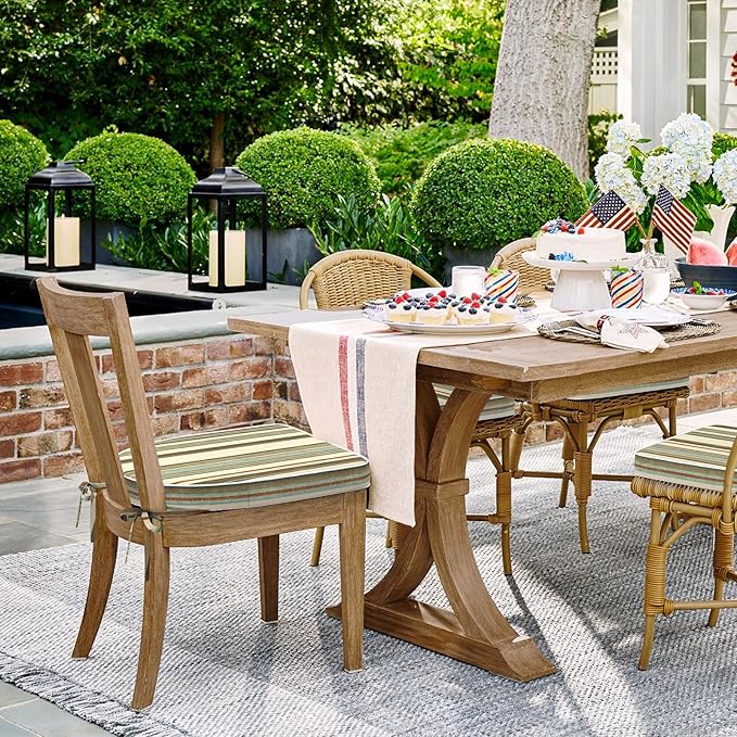 Set of 4 Outdoor Chair Cushions 19"x19"x2",Water Repellent Dining Seat Cushion with Ties and Removable Covers, Chair Cushions for Indoor and Patio Furniture, Stripe Onyx