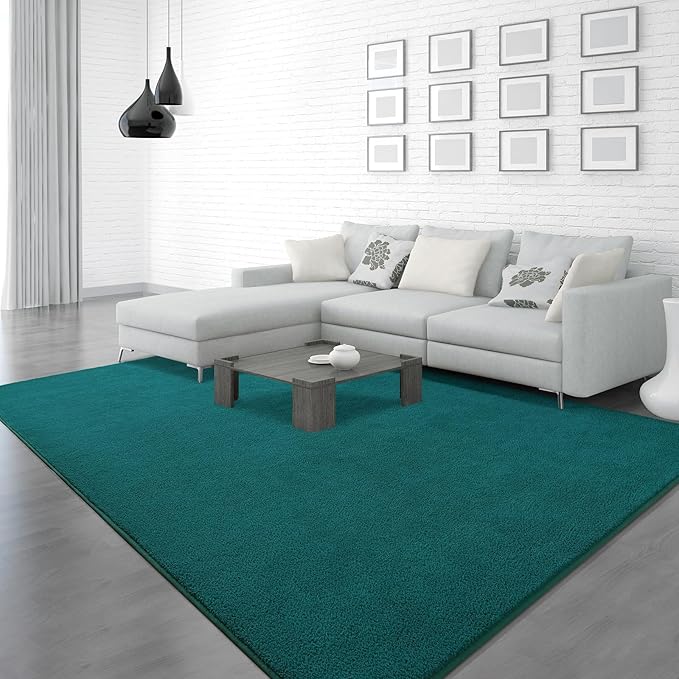 Soft Rugs for Living Room 6x9 Teal Green, Minimalist Area Rug for Bedroom Nursery Dining Table Dorm, Large Throw Rugs for Men Boys Girls Kids Room Indoor Floor Carpets