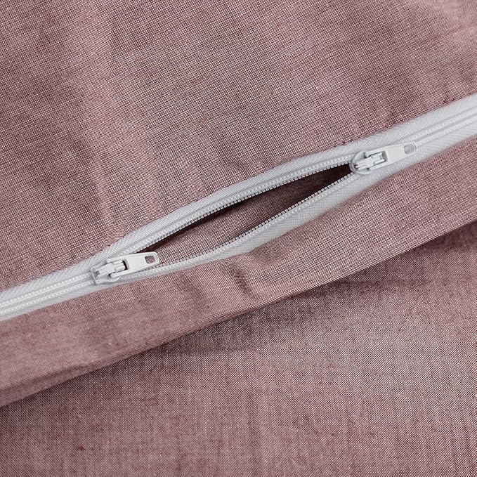 Face Two Face Bedding Duvet Cover Set100% Washed Cotton Duvet Cover Linen Like Textured Breathable Durable Soft Comfy(Full, Purple Bean Paste)