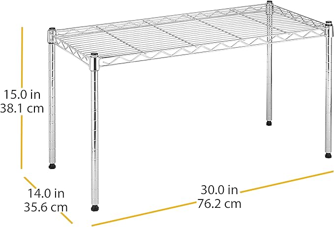 Whitmor Wire Shelving Unit, Metal Storage Shelves, Durable Heavy Duty Shelf, Easy Assembly for Pantry, Kitchen, Garage, Plant, 14" x 30" x 15"