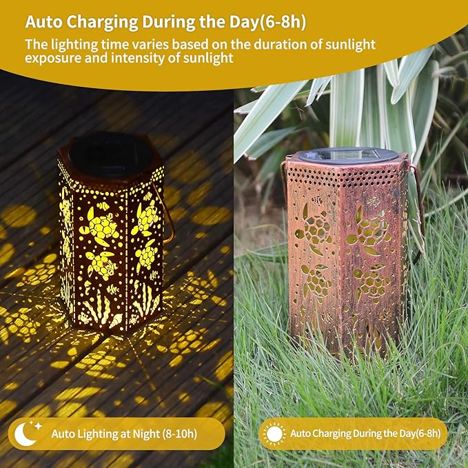 Styleonme Turtle Lover Solar Light, Mother's Day Lantern Gift for Mom Grandma Women Sister, Hanging Image Turtles Lanterns, Yard Corridor Garden Decor, Thanksgiving Day, Birthday Gifts