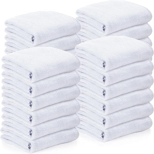 Newwiee 24 Pcs Coral Velvet Microfiber Bath Towels Sets 28 x 55 Inch Large Absorbent Multipurpose Quick Drying Soft Body Towels for Shower Bathroom Beach Fitness Yoga Sports Spa(White)