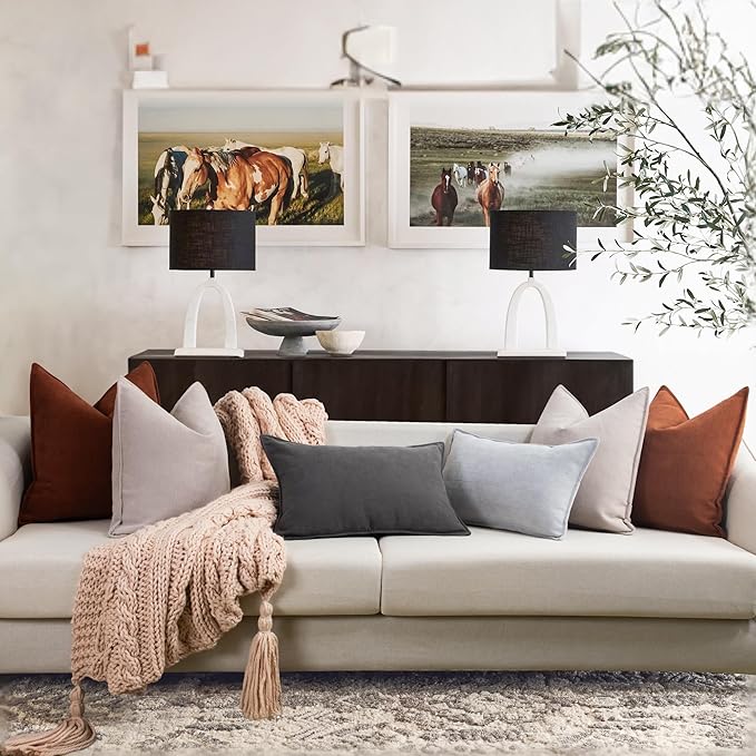ZWJD Throw Rust Pillow Covers 22x22 Set of 2 Chenille Fall Pillow Covers with Elegant Design Soft and Luxurious Decorative Throw Pillows for Couch, Bed, and Home Decor