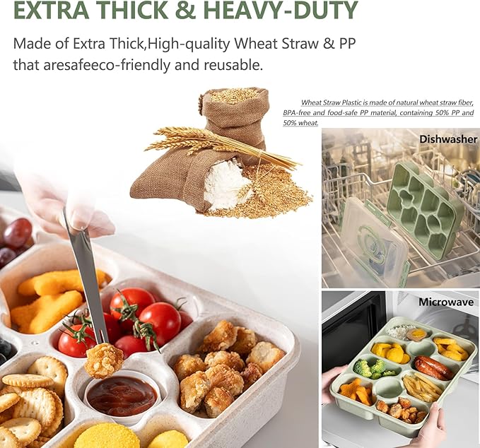 (Diswasher Safe) Divided Snackle Box Container with Lid,Snack Box Container with Cutlery Storage,Fork and Spoon,Fruit Tray,Portable Snack Organizer