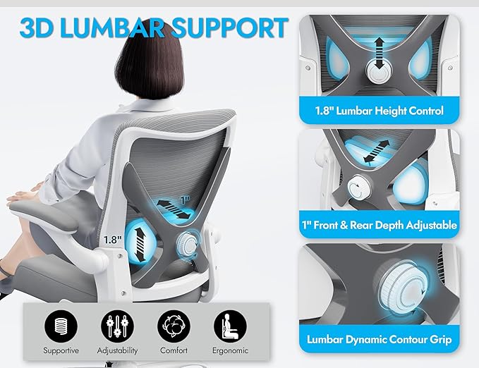 Ergonomic Office Chair - X-Shaped Computer Desk Chair Comfy, Gaming Chair, Office Chair with Lumbar Support, Mesh Office Chairs, Desk Chair for Long Hours(White Ash)