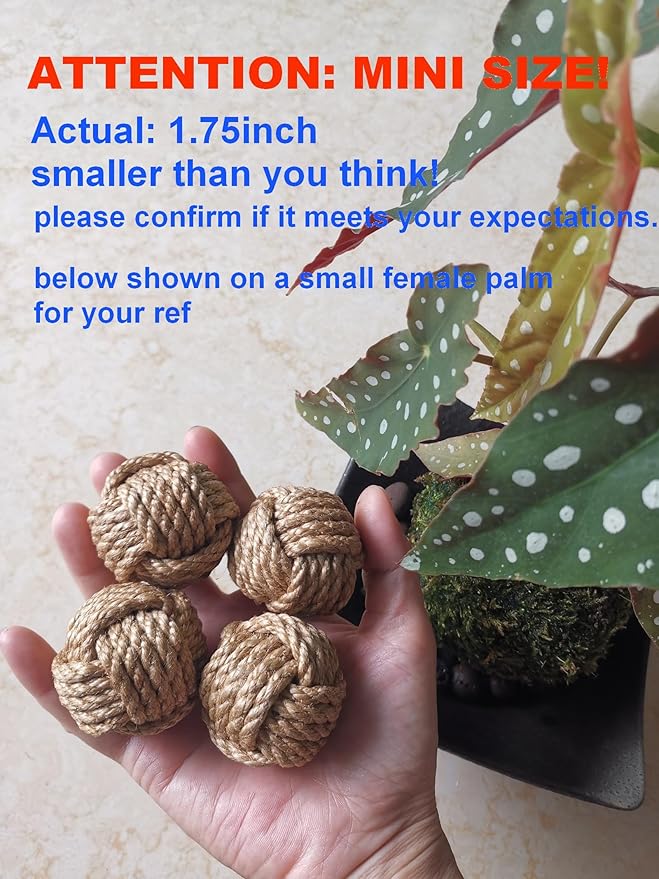 10PCS Orbs Decorative Balls for Centerpiece Bowls, Christmas Decorative Rope Balls for Bowls, Vase Filler, Decorative Bowl fillers for Farmehouse Coastal Table Decor