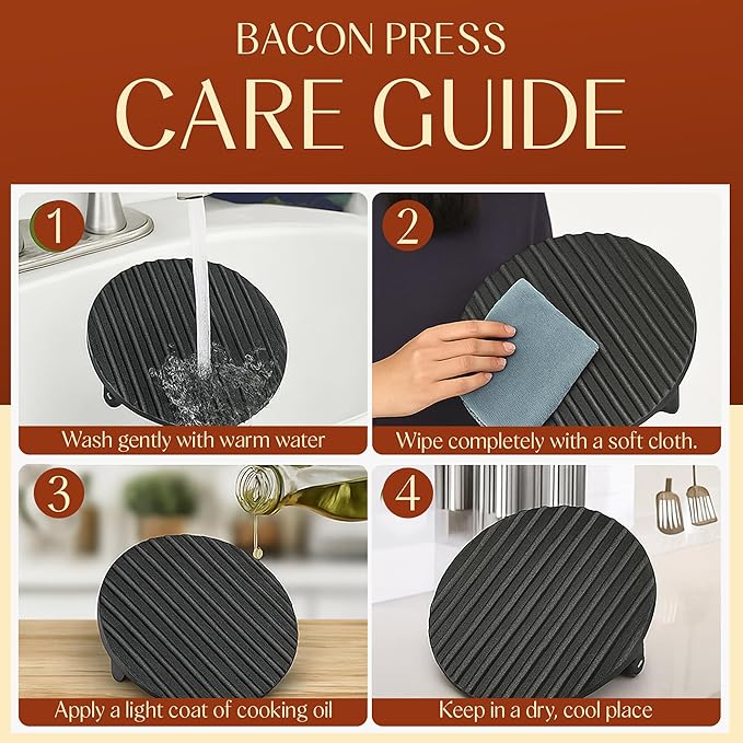 Heavy-Duty Cast Iron Burger Press 8.5 Inch Round Burger Smasher, Grill Press for Cooking Burgers, Bacon, Sandwiches, Steak, Ground Beef, Meats, Sausages, and So On