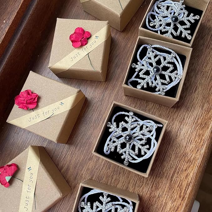 NAZENTI Personalized Christmas Ornaments with Photo, Custom Family Projection Ornament, Christmas Snowflake Photo Projection Hanging, Family Ornament with Picture Inside, Xmas Tree Decor