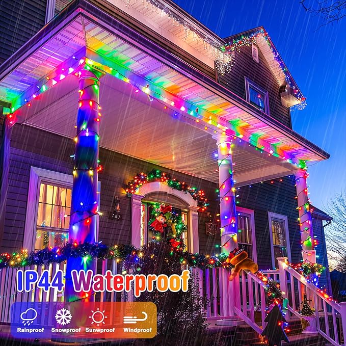 JMEXSUSS 400 LED Christmas Lights Outdoor Decorations, 132ft Multicolor Christmas Tree Lights with Remote, Indoor String Lights Plug in for House Christmas Bush Decor