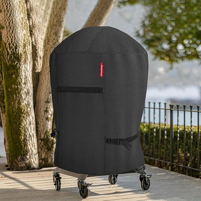 Porch Shield Outdoor Charcoal Kettle Grill Cover 26 inch Waterproof 600D Round Smoker Cover Fits Most Kettle Grill 33" Dia x 38" H, Black