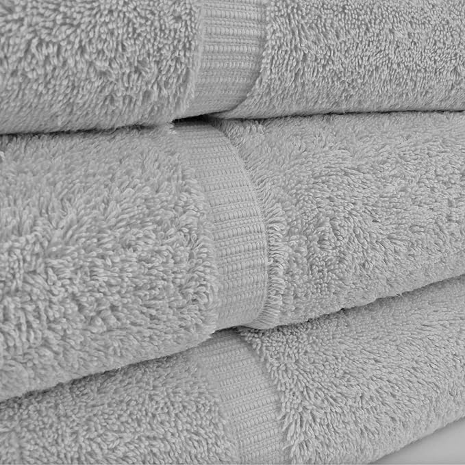 Chakir Turkish Linens | Hotel & Spa Quality 100% Cotton Luxury Turkish Towels | Soft & Absorbent (30x60 Inches Extra Large Bath Towels, Set of 4 - Silver)