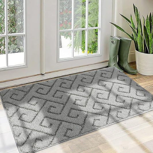 Walensee Indoor Doormat, Front Door Mat for Entrance (24"x35"Light Grey) Machine Washable Entryway Rug, Non Slip Trapper Door Rugs Absorbent Dirt Low Profile Shoes Scraper Inside Floor Mats