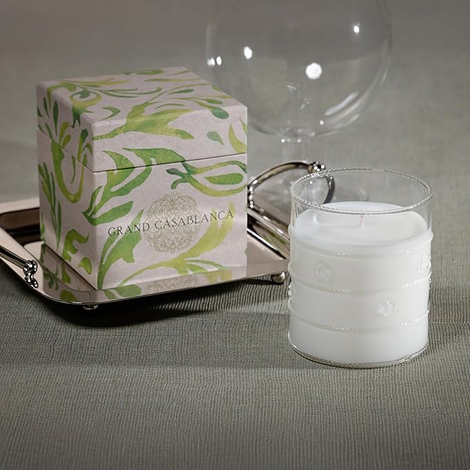 Zodax Grand Casablanca Glass Jar Scented Candle for Home Decor - Single-Wick Candle Ideal for Kitchen and Bathroom - Makes a Great Gift for Women and Men - Magnolia Petals - 12 Oz.