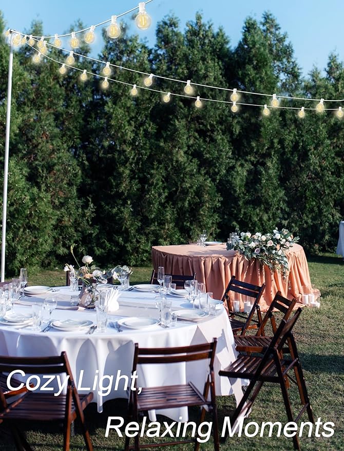 SUNSGNE G40 Globe White String Lights Outdoor - 100FT White Patio Lights with 52 Shatterproof Dimmable LED Bulbs(2 Spare) for Room Party Bistro Pergola Tents Decor