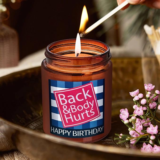 Funny Happy Birthday Candle Gifts for Women Men - Fun Relaxing 30th 40th 50th 60th Birthday Presents - Soy Calming Candle for Home - Sea Salt Jasmine Essential Oil Spa Candle for Stress Relief