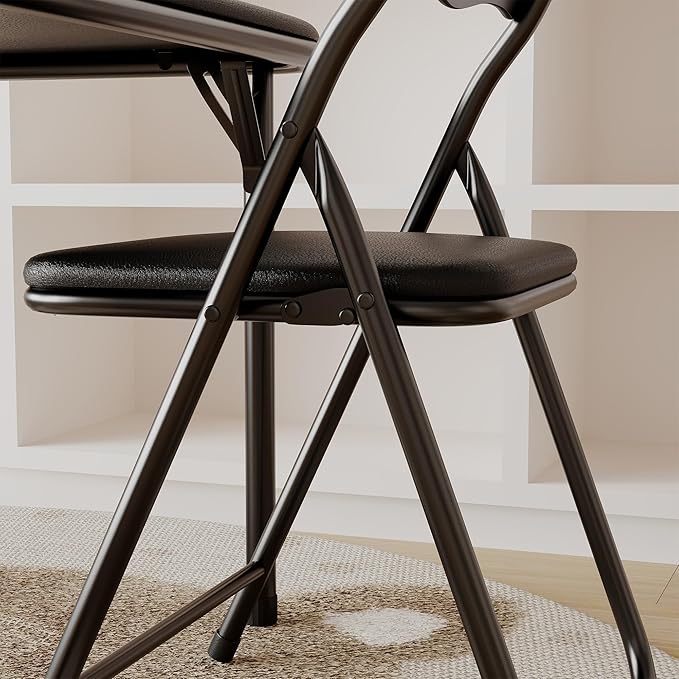 GarveeHome Boys and Girls Folding Table and Chair Set of 3, Featuring a Portable Table and Chairs with Soft Pu Cushions. No Assembly is Required, Perfect for Eating, Reading and Playing, Black.