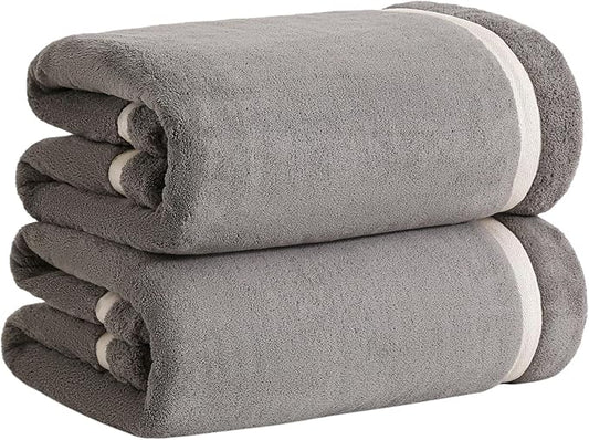 Extra Large Bath Sheets 40x80 Inches,Luxury Bath Towel,Super Soft & Absorbent,Oversized Microfiber Shower Towels for Bathroom,Yoga,SPA,Pool(Dark Grey 2Piece)