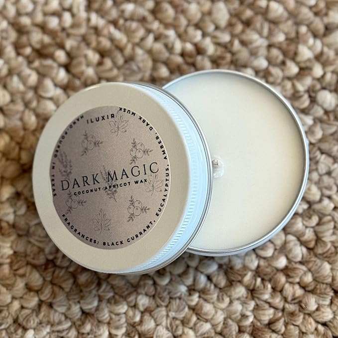 Eucalyptus, Amber & Dark Musk – Bold Cologne-Inspired Aroma with – Dark Magic Scented Candle Hand-Poured, Phthalate-Free Coconut-Apricot Wax for Home & Relaxation (2oz, Pack of 4)