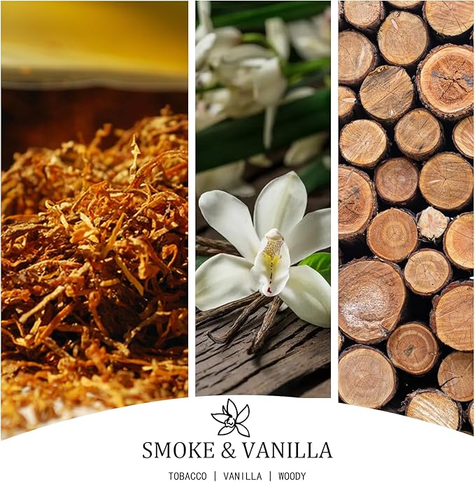 Smoke & Vanilla Scented Candle, Large 30oz Natural Soy Candles, 4-Wick 80 Hour Burn Time, Home Fragrance Candles Housewarming Gift for Women Men