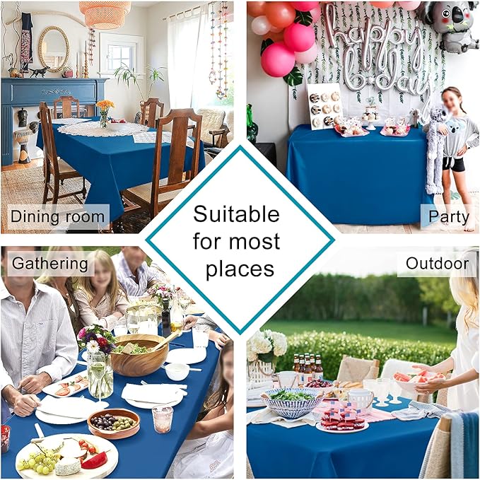 Hiasan Royal Blue Tablecloth for Rectangle Tables - Waterproof and Spillproof Washable Fabric Table Cloth for Dining Room Kitchen Party, 52 x 70 Inch