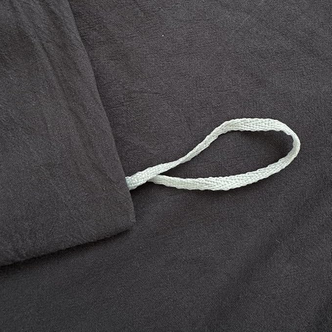 FACE TWO FACE Bedding Duvet Cover Set100% Washed Cotton Duvet Cover Linen Like Textured Breathable Durable Soft Comfy (Queen, Volcanic Black)