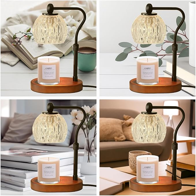 Candle Warmer Lamp with Dimmer, Height Adjustable Candle Lamp Warmer for Jar Candles, Electric Candle Warmer, Dimmable Candle Warmer Lamp