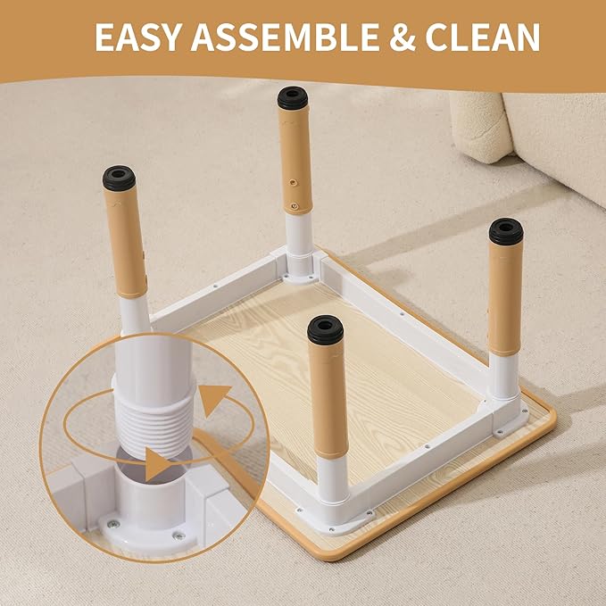 Toddler Table and Chairs, Kids Table and 4 Chairs Set with Graffiti Desktop, Height-Adjustable Kids Study Table for Boys and Girls Aged 3-8, Max 300lbs